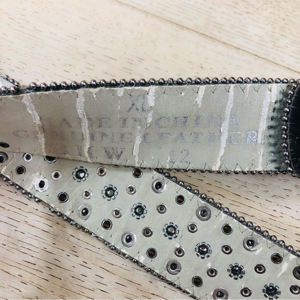 BHW leather Western Belt with Rhinestones - Picture 3 of 5